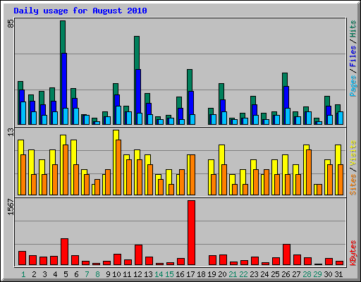 Daily usage for August 2010