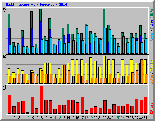 Daily usage for December 2010